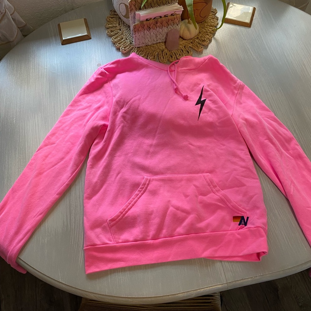 Aviator Nation hoodie. Hot pink. Bolt stitch